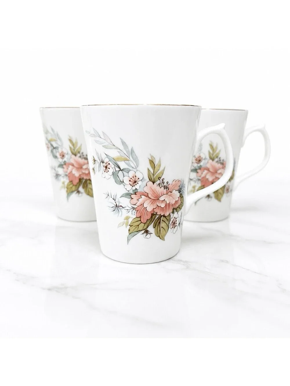 3 Jason Works Nanrich Pottery Mug Peony Bone China Romantic Garden Party Floral